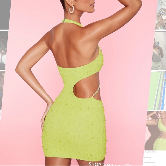 Lime green embellished cross body dress - Picture 2 of 3